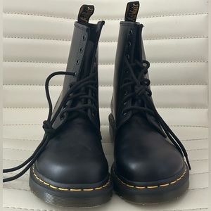 Black Dr. Martens: 1460 Slip Resistant Leather Lace Up Boots